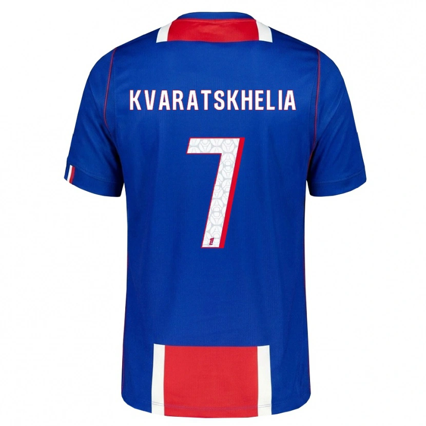 Danxen Barn Khvicha Kvaratskhelia #7 Röd Vit Blå Hemmatröja Matchtröjor 2026/27 Tröjor T-Tröja