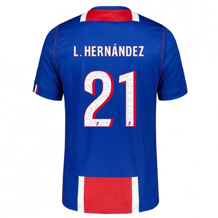 Danxen Barn Lucas Hernández #21 Röd Vit Blå Hemmatröja Matchtröjor 2026/27 Tröjor T-Tröja