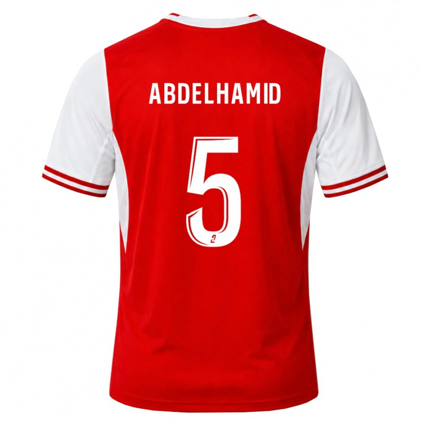 Danxen Barn Yunis Abdelhamid #5 Röd Vit Hemmatröja Matchtröjor 2026/27 Tröjor T-Tröja