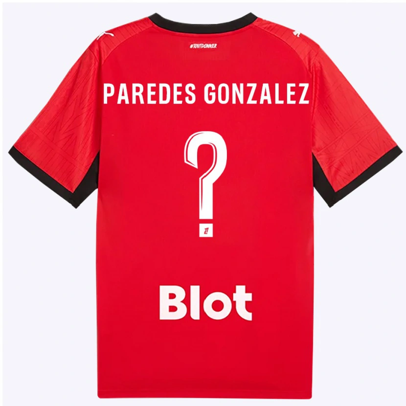 Danxen Barn Maxime Paredes Gonzalez #0 Röd Svart Vit Hemmatröja Matchtröjor 2026/27 Tröjor T-Tröja