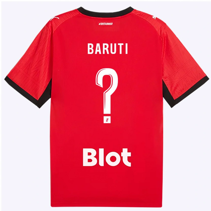 Danxen Barn Kelian Baruti #0 Röd Svart Vit Hemmatröja Matchtröjor 2026/27 Tröjor T-Tröja