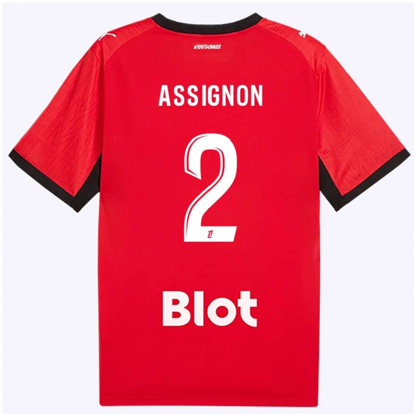 Danxen Barn Kenny Assignon #2 Röd Svart Vit Hemmatröja Matchtröjor 2026/27 Tröjor T-Tröja