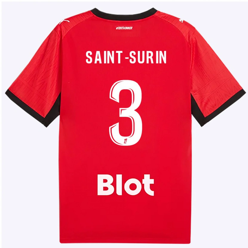 Danxen Barn Rio Saint-Surin #3 Röd Svart Vit Hemmatröja Matchtröjor 2026/27 Tröjor T-Tröja