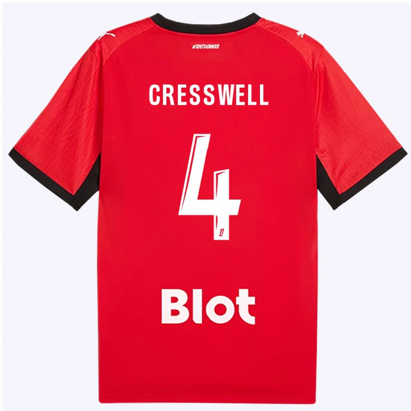 Danxen Barn Charlie Cresswell #4 Röd Svart Vit Hemmatröja Matchtröjor 2026/27 Tröjor T-Tröja