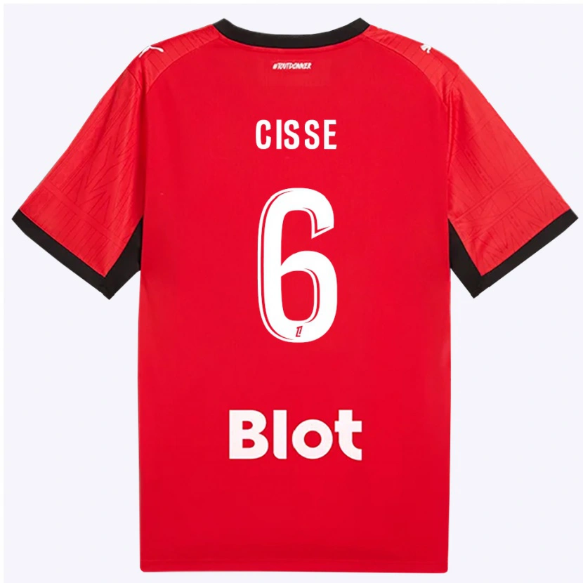 Danxen Barn Djaoui Cissé #6 Röd Svart Vit Hemmatröja Matchtröjor 2026/27 Tröjor T-Tröja
