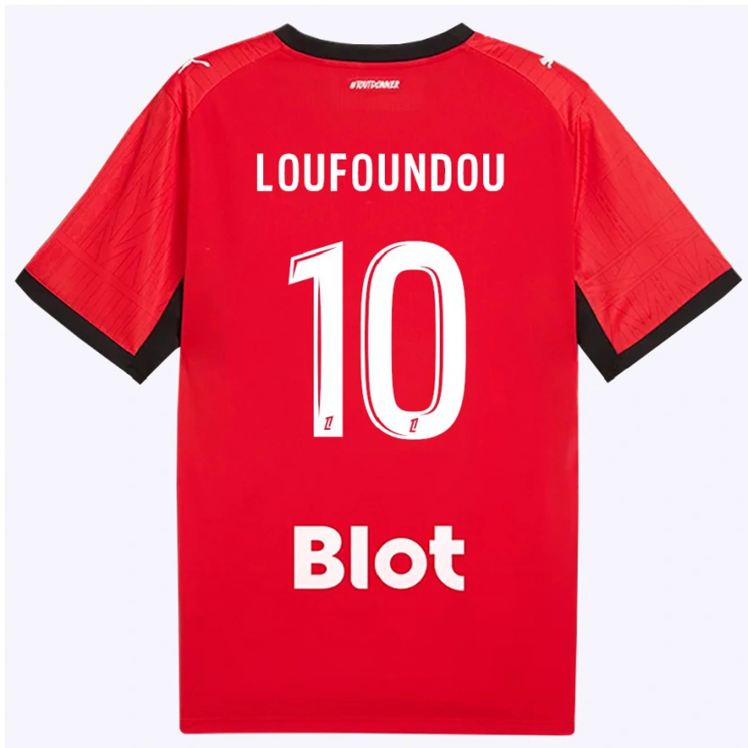 Danxen Barn Noah Loufoundou #10 Röd Svart Vit Hemmatröja Matchtröjor 2026/27 Tröjor T-Tröja