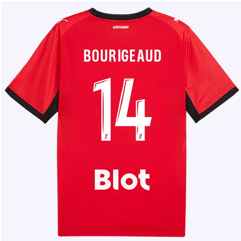 Danxen Barn Benjamin Bourigeaud #14 Röd Svart Vit Hemmatröja Matchtröjor 2026/27 Tröjor T-Tröja