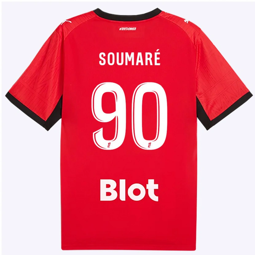 Danxen Barn Issa Soumaré #90 Röd Svart Vit Hemmatröja Matchtröjor 2026/27 Tröjor T-Tröja