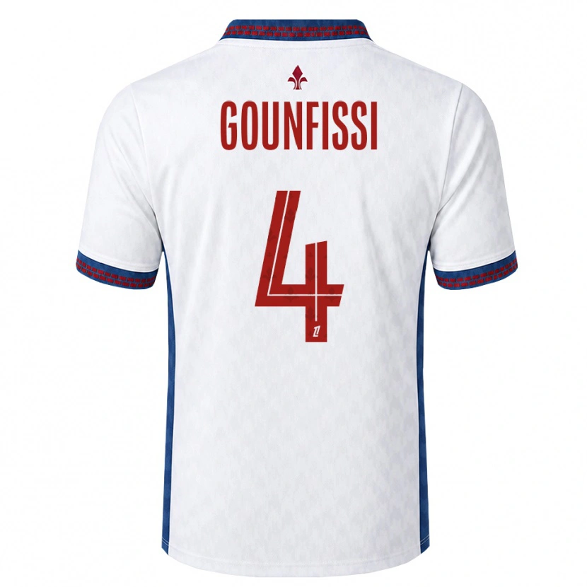 Danxen Barn Mouad Gounfissi #4 Röd Vit Blå Bortatröja Matchtröjor 2026/27 Tröjor T-Tröja