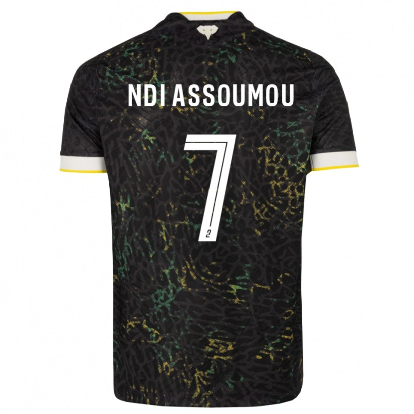 Danxen Barn Frédéric Ndi Assoumou #7 Svart Vit Gul Bortatröja Matchtröjor 2026/27 Tröjor T-Tröja