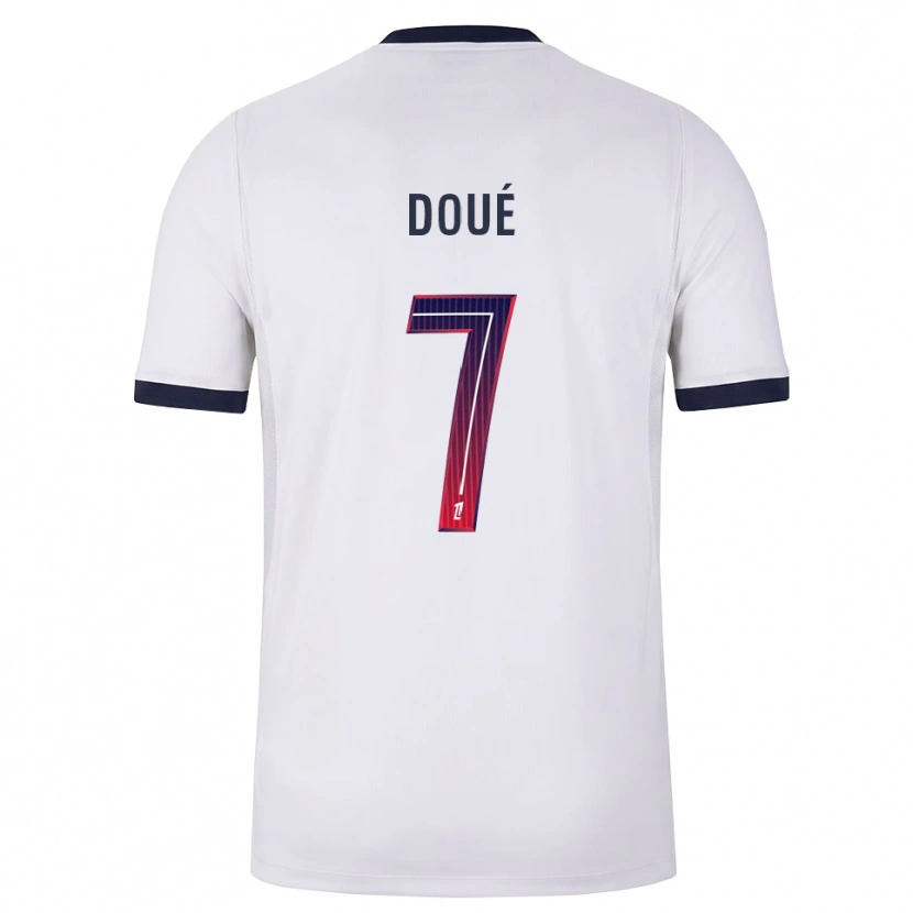 Danxen Barn Gueladan Doué #7 Vit Svart Röd Bortatröja Matchtröjor 2026/27 Tröjor T-Tröja