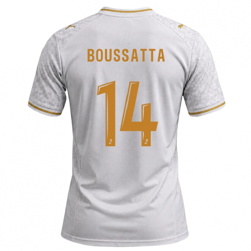 Danxen Barn Naïl Boussatta #14 Vit Grå Guldbrun Bortatröja Matchtröjor 2026/27 Tröjor T-Tröja