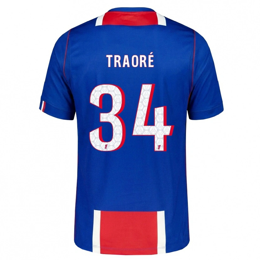 Danxen Män Naolia Traoré #34 Röd Vit Blå Hemmatröja Matchtröjor 2026/27 Tröjor T-Tröja