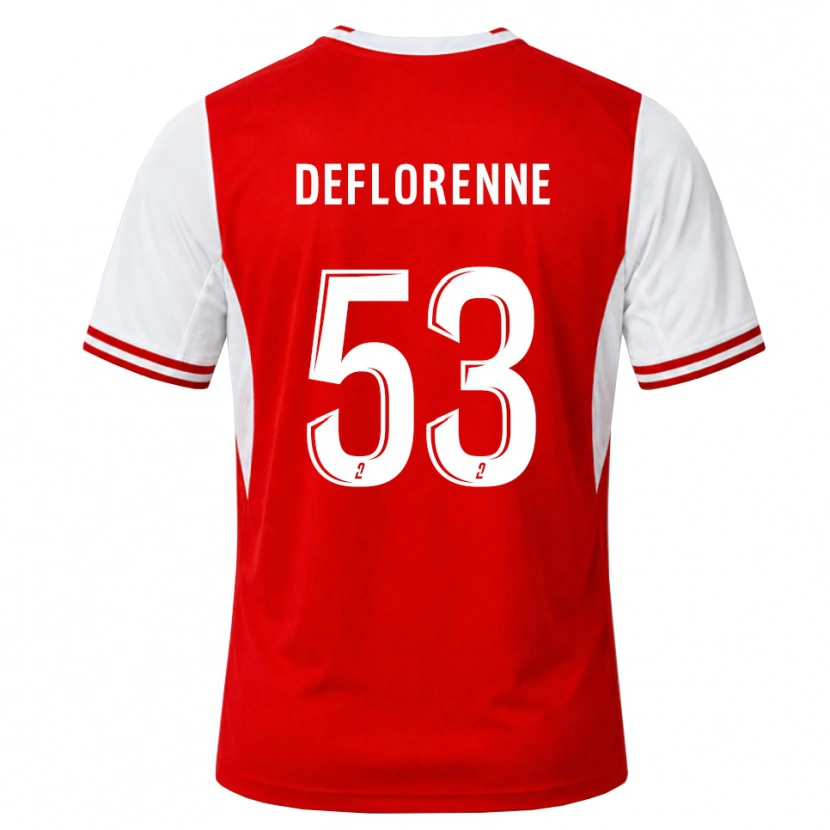 Danxen Män Théo Deflorenne #53 Röd Vit Hemmatröja Matchtröjor 2026/27 Tröjor T-Tröja