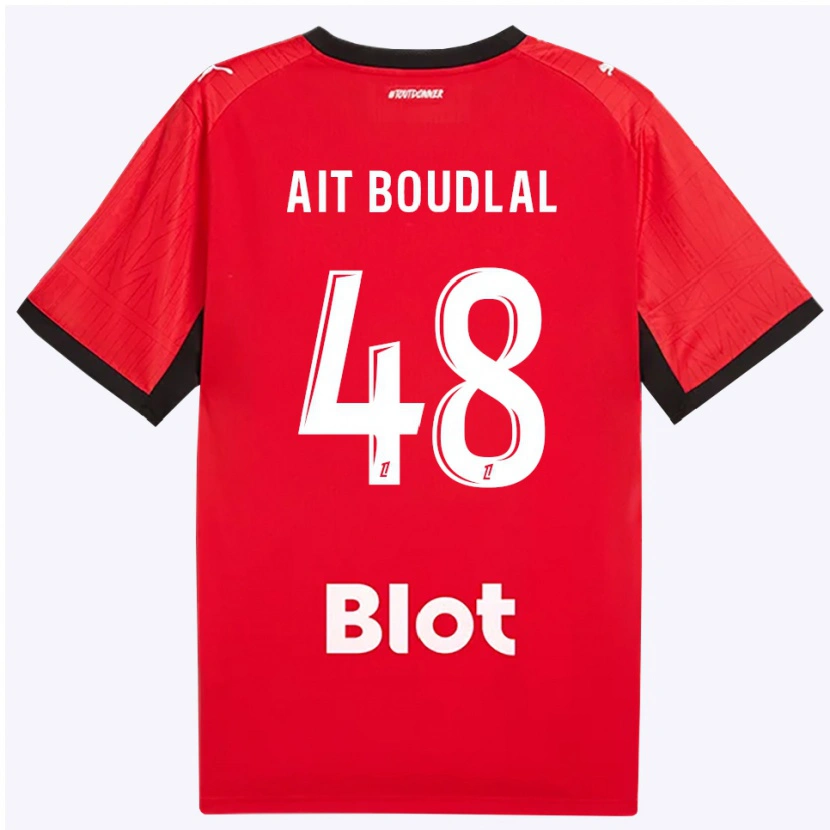 Danxen Män Abdelhamid Ait Boudlal #48 Röd Svart Vit Hemmatröja Matchtröjor 2026/27 Tröjor T-Tröja