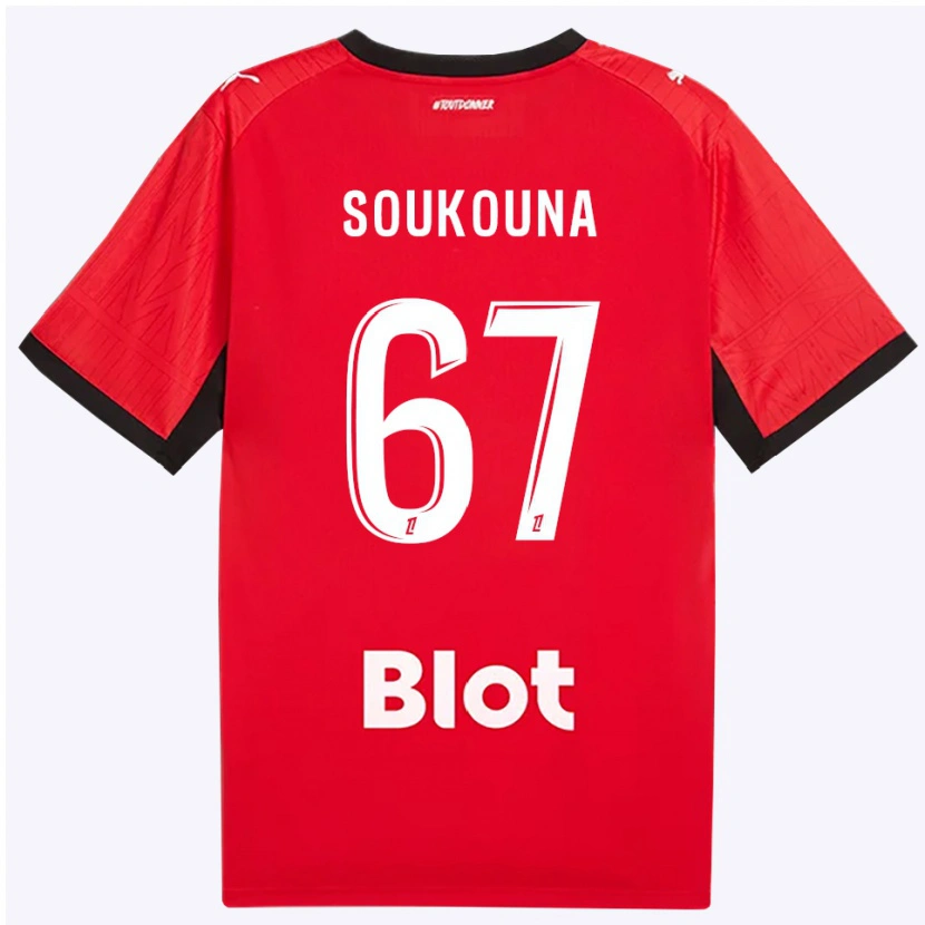 Danxen Män Isiaka Soukouna #67 Röd Svart Vit Hemmatröja Matchtröjor 2026/27 Tröjor T-Tröja