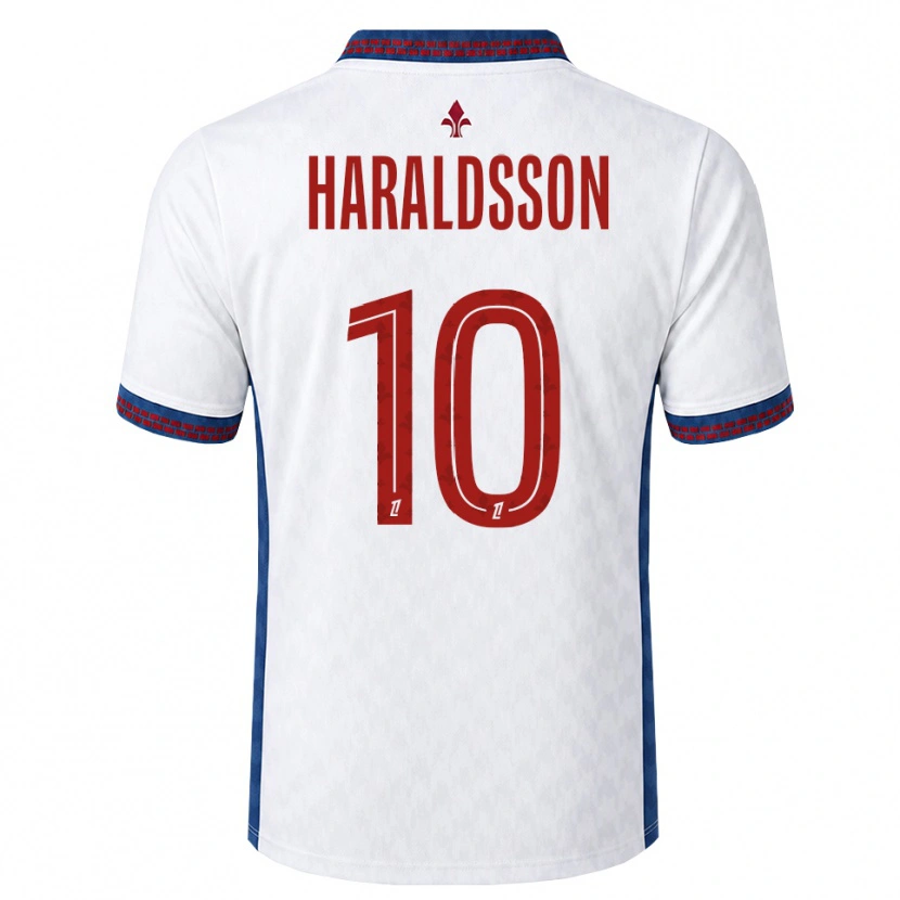 Danxen Män Hákon Arnar Haraldsson #10 Röd Vit Blå Bortatröja Matchtröjor 2026/27 Tröjor T-Tröja