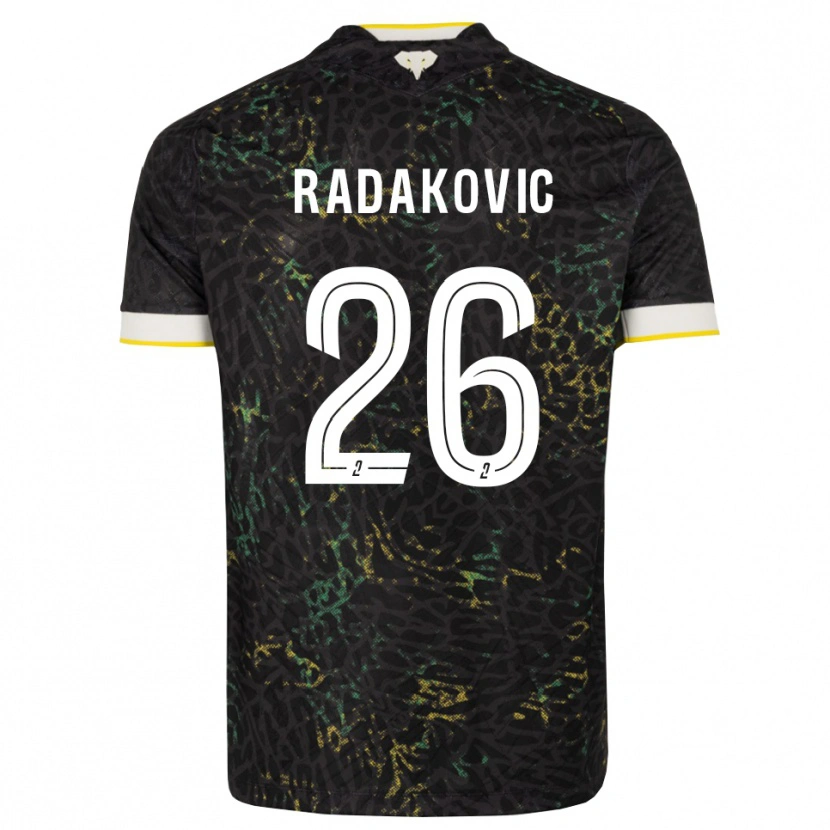 Danxen Män Uros Radakovic #26 Svart Vit Gul Bortatröja Matchtröjor 2026/27 Tröjor T-Tröja