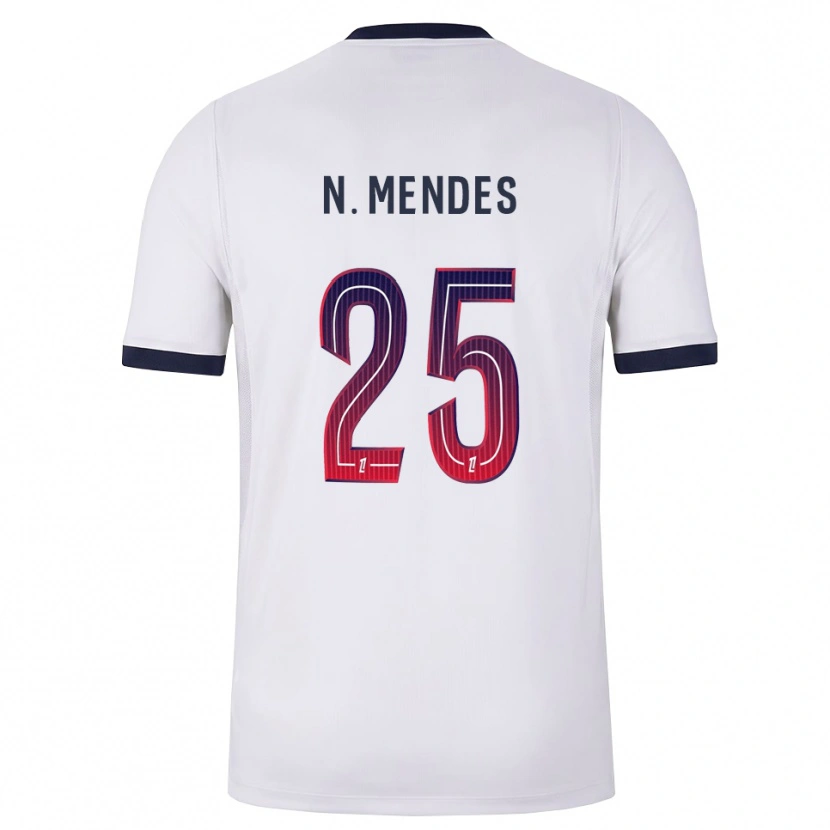 Danxen Män Nuno Mendes #25 Vit Svart Röd Bortatröja Matchtröjor 2026/27 Tröjor T-Tröja