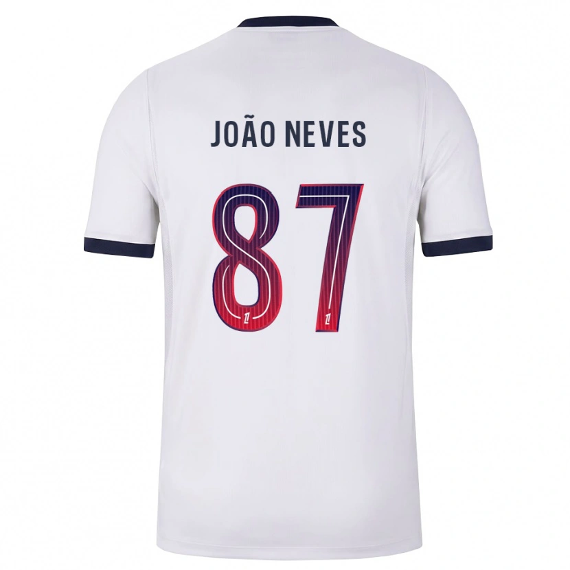 Danxen Män João Neves #87 Vit Svart Röd Bortatröja Matchtröjor 2026/27 Tröjor T-Tröja