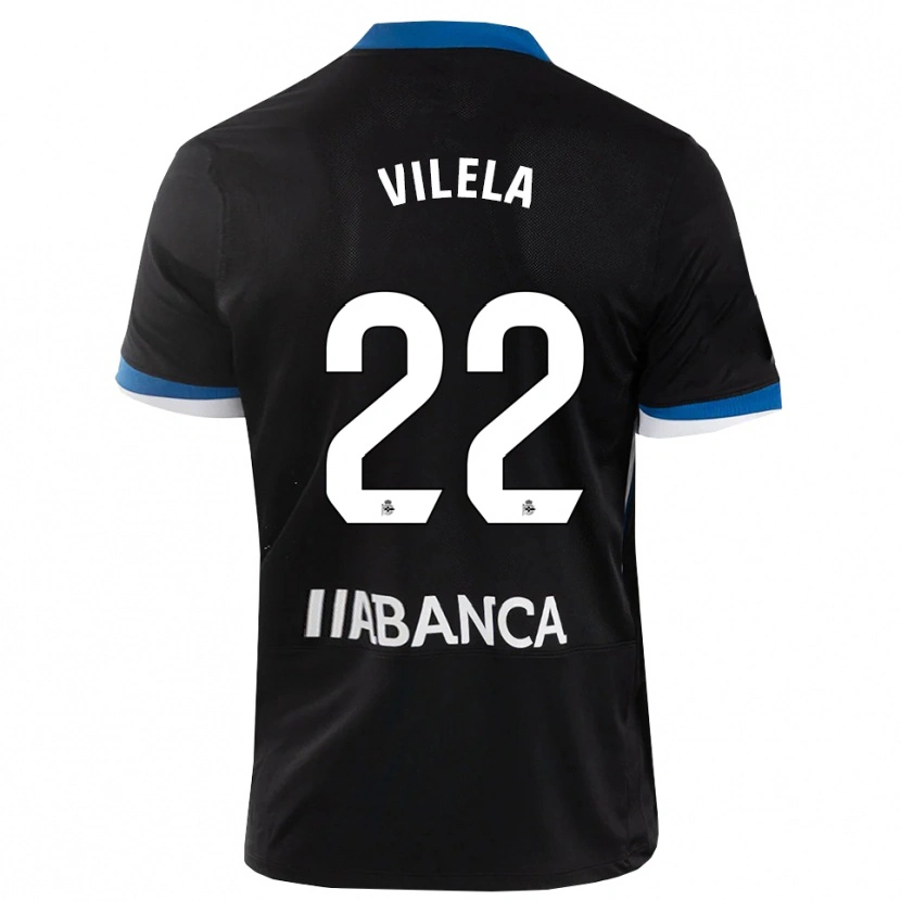 Danxen Män Rubén Vilela #22 Svart Blå Vit Bortatröja Matchtröjor 2026/27 Tröjor T-Tröja