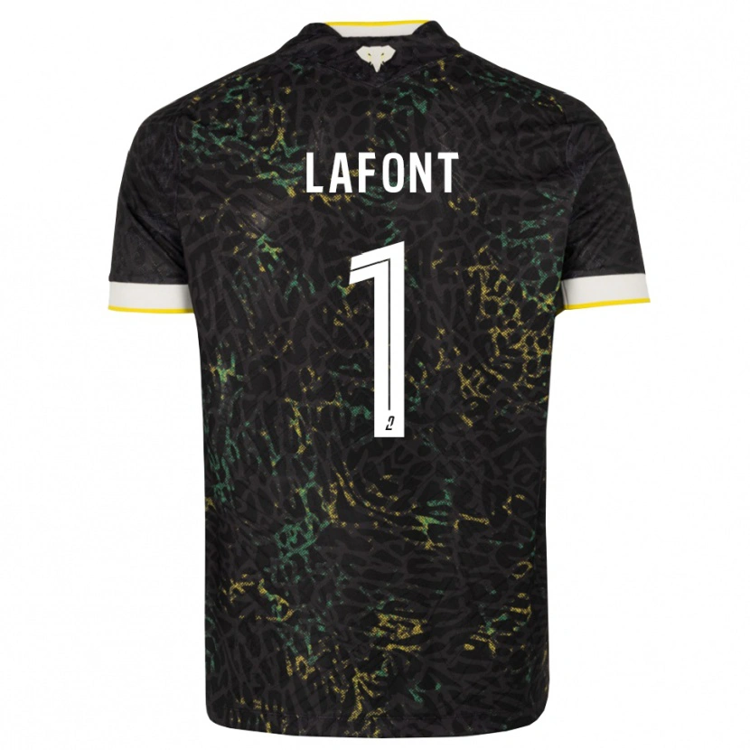 Danxen Kvinnor Alban Lafont #1 Svart Vit Gul Bortatröja Matchtröjor 2026/27 Tröjor T-Tröja