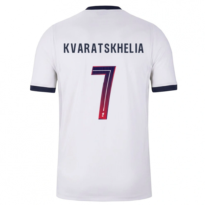 Danxen Kvinnor Khvicha Kvaratskhelia #7 Vit Svart Röd Bortatröja Matchtröjor 2026/27 Tröjor T-Tröja