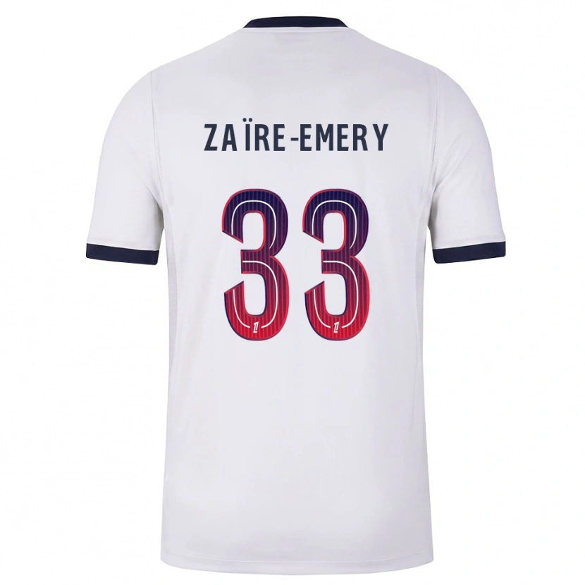 Danxen Kvinnor Warren Zaïre-Emery #33 Vit Svart Röd Bortatröja Matchtröjor 2026/27 Tröjor T-Tröja