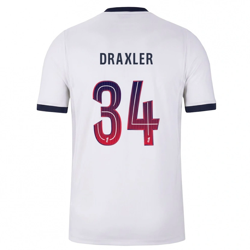 Danxen Kvinnor Julian Draxler #34 Vit Svart Röd Bortatröja Matchtröjor 2026/27 Tröjor T-Tröja