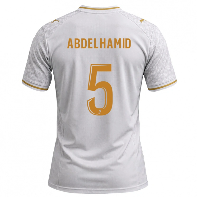 Danxen Kvinnor Yunis Abdelhamid #5 Vit Grå Guldbrun Bortatröja Matchtröjor 2026/27 Tröjor T-Tröja