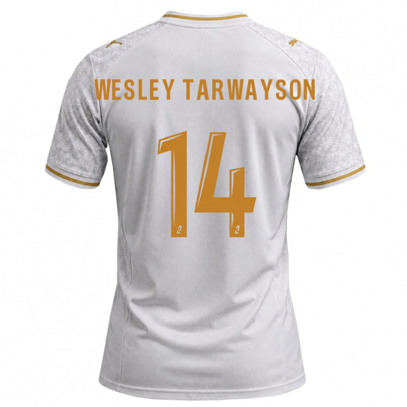Danxen Kvinnor James Wesley Tarwayson #14 Vit Grå Guldbrun Bortatröja Matchtröjor 2026/27 Tröjor T-Tröja