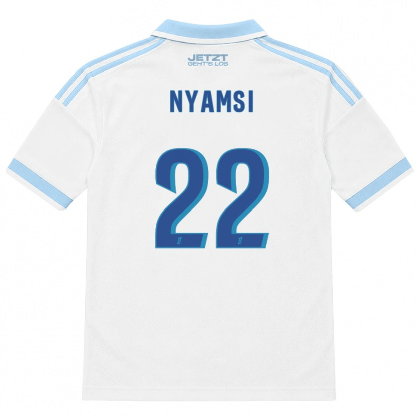 Danxen Kvinnor Gerzino Nyamsi #22 Ljus Himmelsblå Vit Röd Bortatröja Matchtröjor 2026/27 Tröjor T-Tröja