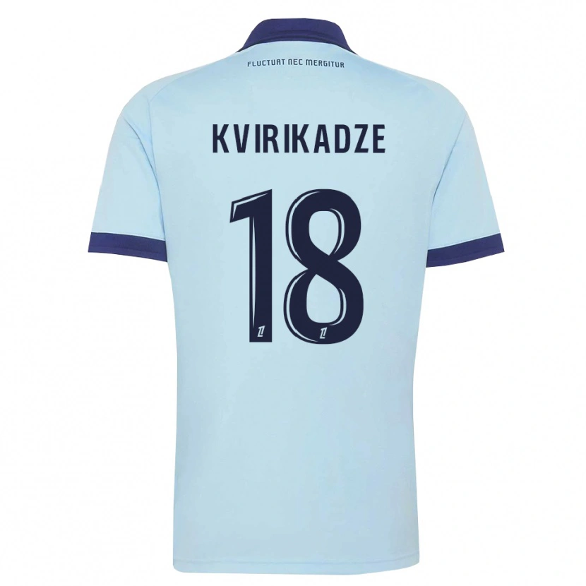 Danxen Kvinnor Andria Kvirikadze #18 Kornblå Svart Bortatröja Matchtröjor 2026/27 Tröjor T-Tröja