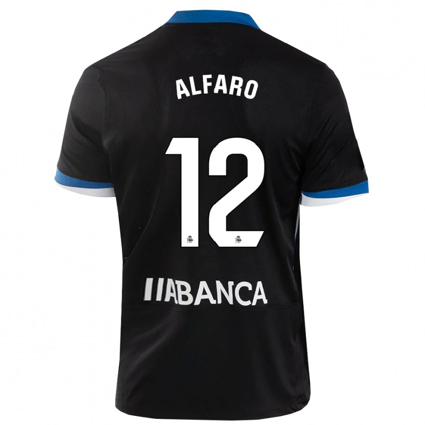 Danxen Kvinnor Alejandro Alfaro #12 Svart Blå Vit Bortatröja Matchtröjor 2026/27 Tröjor T-Tröja