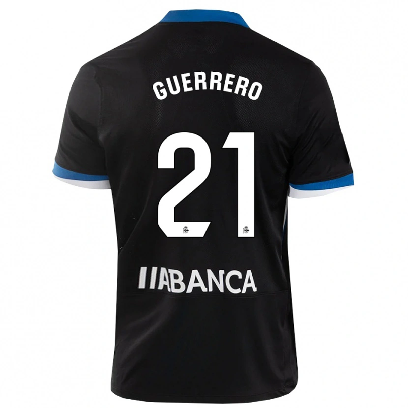 Danxen Kvinnor Adrián Guerrero #21 Svart Blå Vit Bortatröja Matchtröjor 2026/27 Tröjor T-Tröja