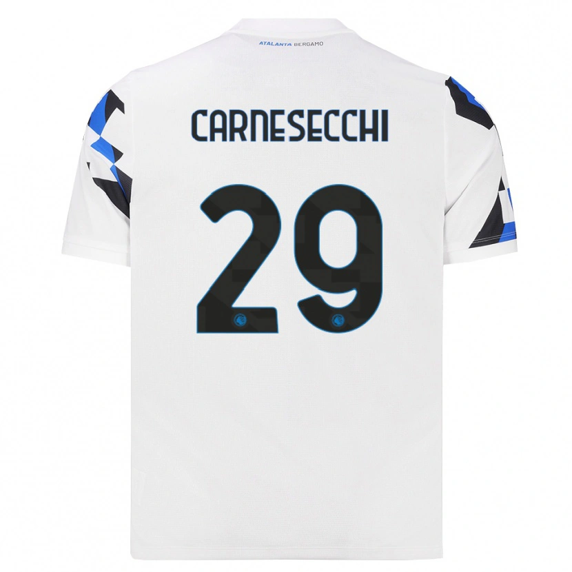 Danxen Kvinnor Marco Carnesecchi #29 Vit Röd Blå Bortatröja Matchtröjor 2026/27 Tröjor T-Tröja