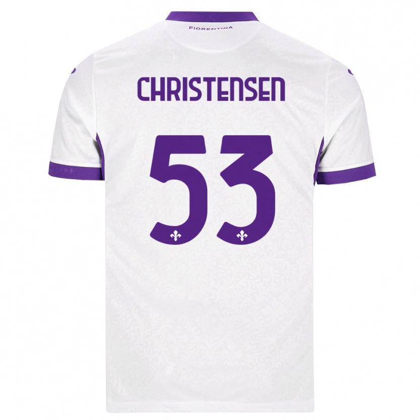 Danxen Kvinnor Oliver Christensen #53 Vit Lila Bortatröja Matchtröjor 2026/27 Tröjor T-Tröja