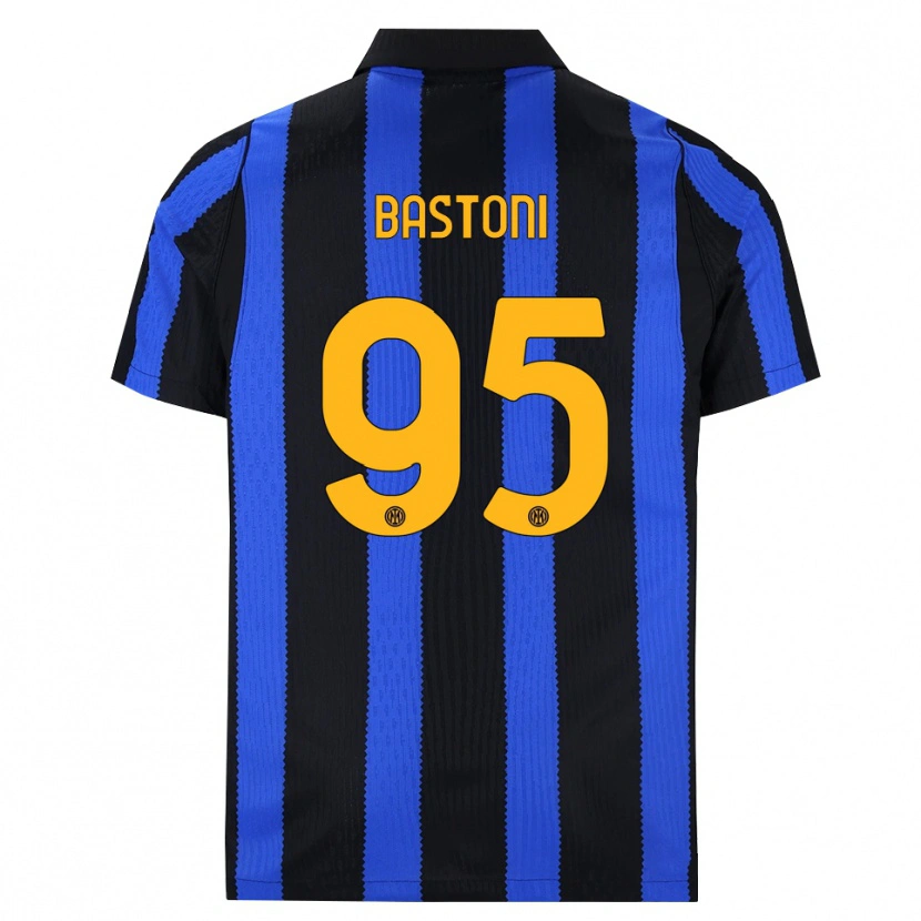 Danxen Barn Alessandro Bastoni #95 Svart Blå Gul Hemmatröja Matchtröjor 2026/27 Tröjor T-Tröja