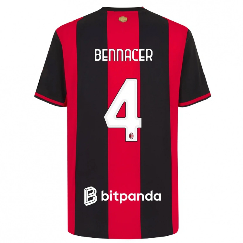 Danxen Barn Ismael Bennacer #4 Röd Svart Vit Hemmatröja Matchtröjor 2026/27 Tröjor T-Tröja