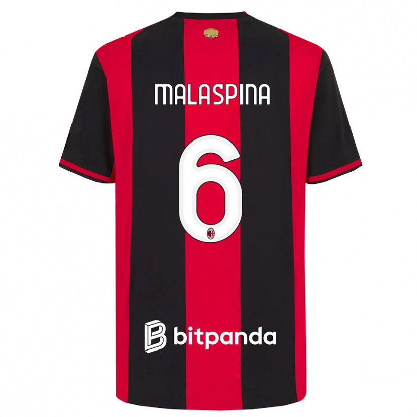 Danxen Barn Mattia Malaspina #6 Röd Svart Vit Hemmatröja Matchtröjor 2026/27 Tröjor T-Tröja