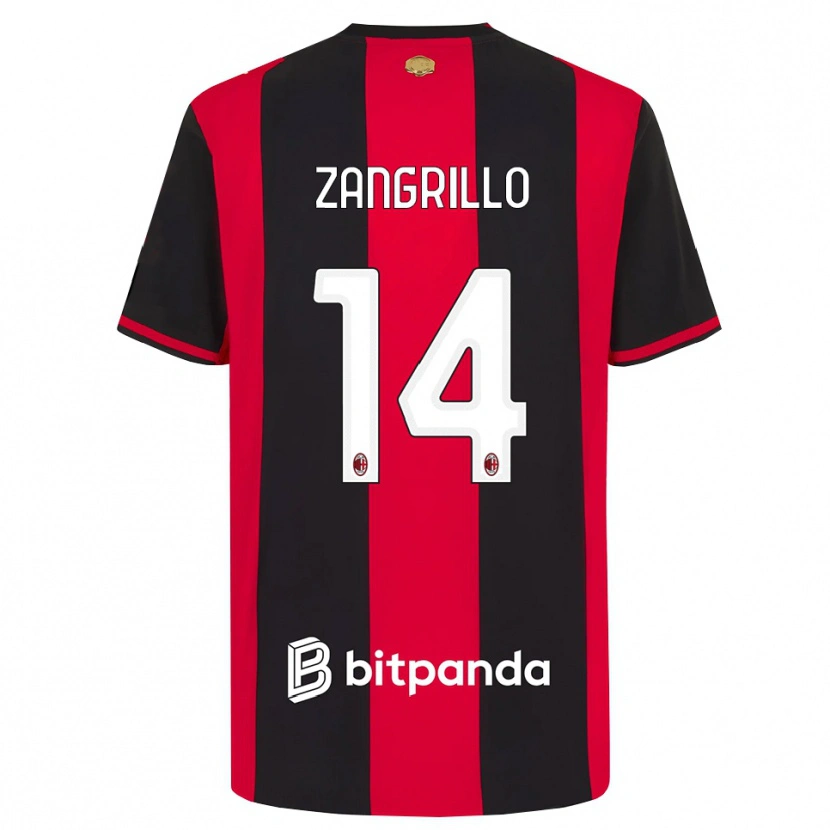 Danxen Barn Giacomo Zangrillo #14 Röd Svart Vit Hemmatröja Matchtröjor 2026/27 Tröjor T-Tröja