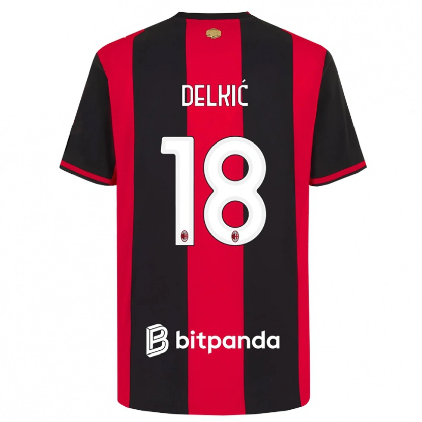 Danxen Barn Dino Delkić #18 Röd Svart Vit Hemmatröja Matchtröjor 2026/27 Tröjor T-Tröja
