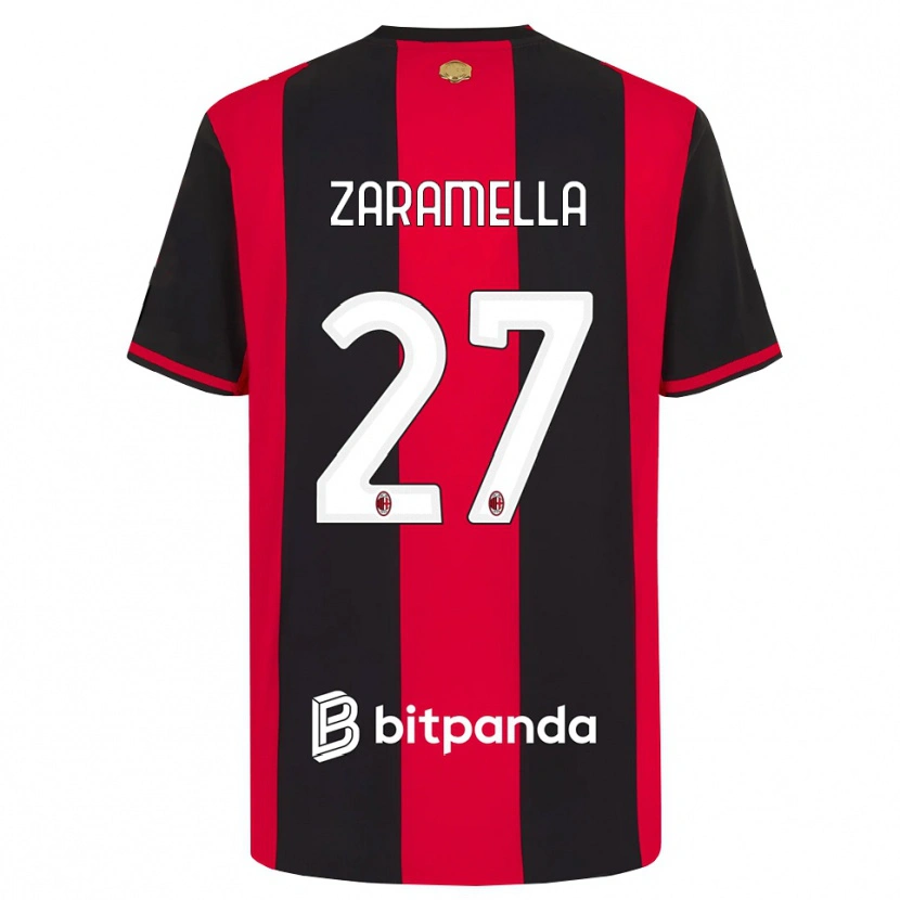 Danxen Barn Mattia Zaramella #27 Röd Svart Vit Hemmatröja Matchtröjor 2026/27 Tröjor T-Tröja