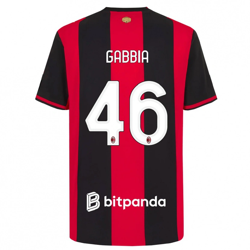 Danxen Barn Matteo Gabbia #46 Röd Svart Vit Hemmatröja Matchtröjor 2026/27 Tröjor T-Tröja