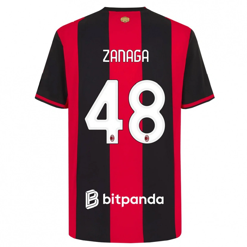 Danxen Barn Edoardo Zanaga #48 Röd Svart Vit Hemmatröja Matchtröjor 2026/27 Tröjor T-Tröja