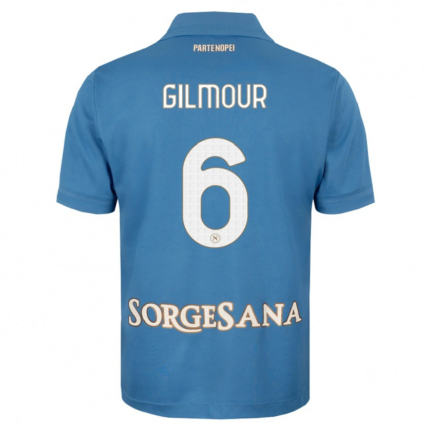 Danxen Barn Billy Gilmour #6 Dimblå Vit Hemmatröja Matchtröjor 2026/27 Tröjor T-Tröja