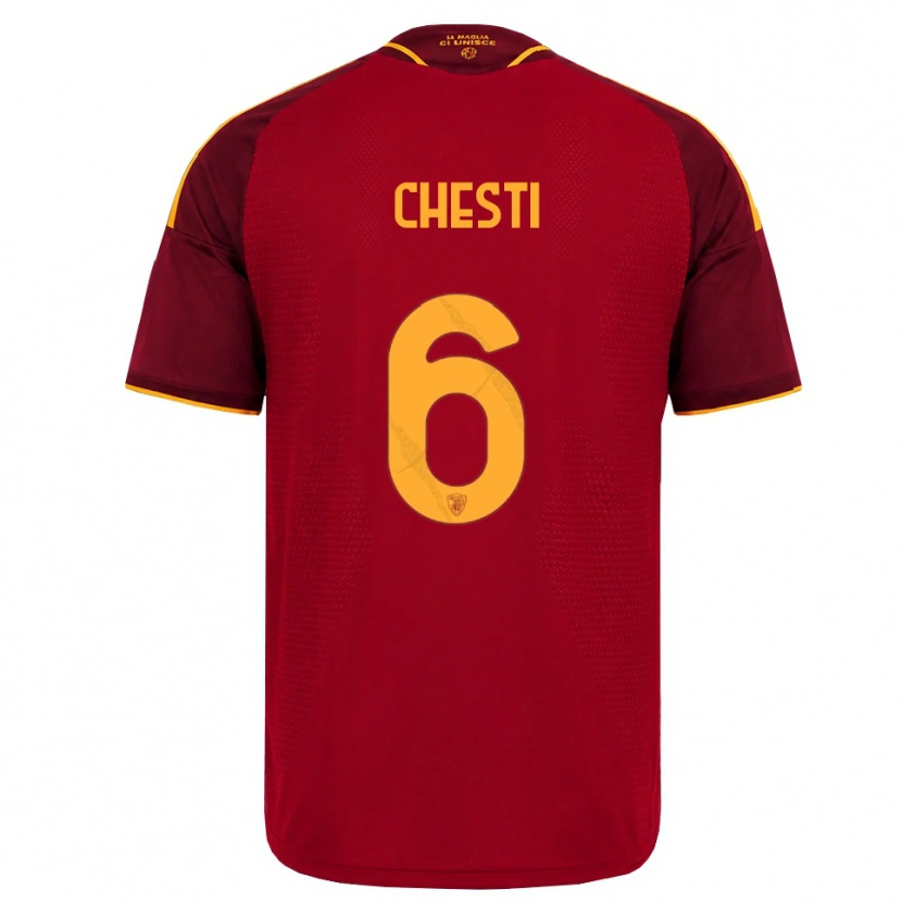 Danxen Barn Francesco Chesti #6 Röd Gyllene Gul Hemmatröja Matchtröjor 2026/27 Tröjor T-Tröja