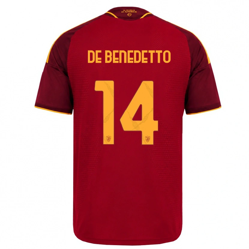 Danxen Barn Lorenzo De Benedetto #14 Röd Gyllene Gul Hemmatröja Matchtröjor 2026/27 Tröjor T-Tröja