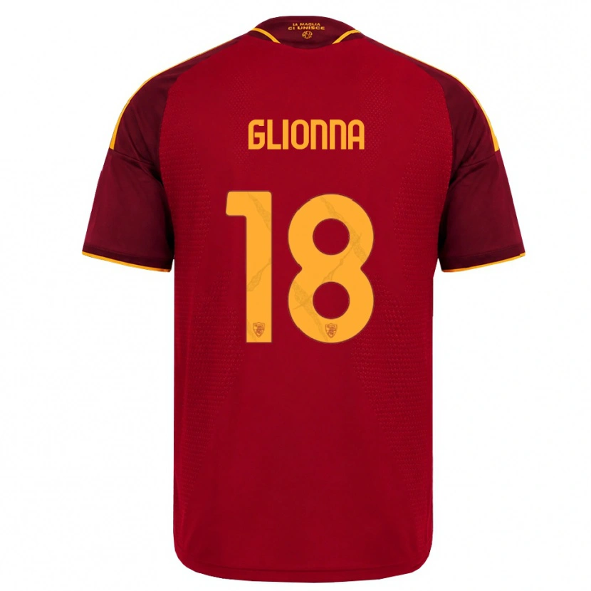 Danxen Barn Benedetta Glionna #18 Röd Gyllene Gul Hemmatröja Matchtröjor 2026/27 Tröjor T-Tröja