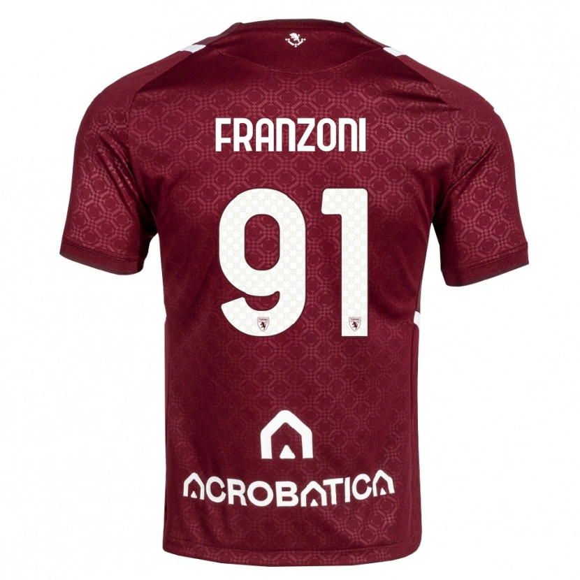 Danxen Barn Nicolò Franzoni #91 Burgundy Vit Hemmatröja Matchtröjor 2026/27 Tröjor T-Tröja